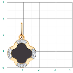 5742эс10- Подвеска клевер из золота 585 пробы с фианитами и эмалью