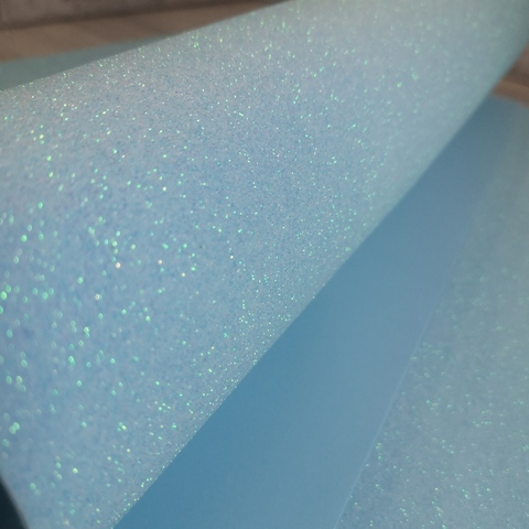 Фоамиран для творчества мерцающий с блестками 2,0мм/размер 50х50см/ цвет бледно-голубой (5шт)