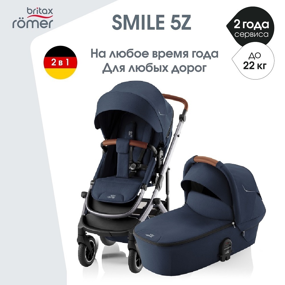 Комплект 3в1 коляска Britax Roemer SMILE 5Z Night Blue + автокресло BABY-SAFE PRO Space Black