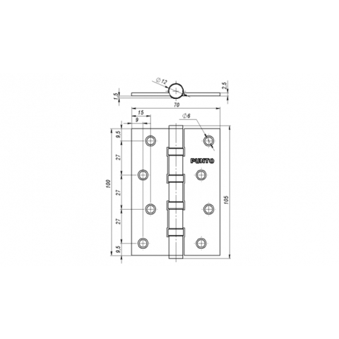 Петля универсальная 4B 100*70*2.5 AC (медь)