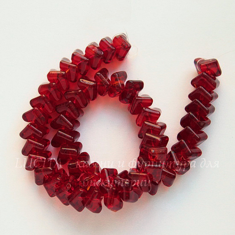 Бусина стеклянная "Сердечки" цвет - красный, 10х7 мм, нить