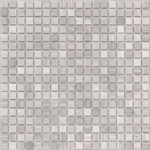 Мозаика LeeDo Caramelle: Pietrine - Travertino Silver матовая 30,5x30,5х0,4 см (чип 15x15x4 мм)