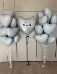 Большой шар с надписью и фото, шары-сердечки