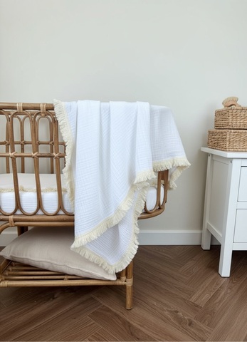 Плед муслин Бохо "Белый"