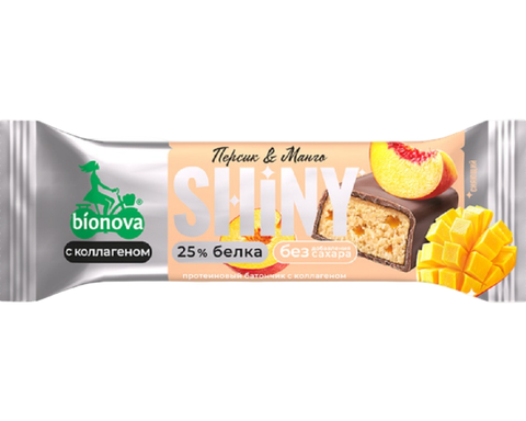 Батончик глаз.Bionova Shiny Без Сахара Персик и Манго 40гр