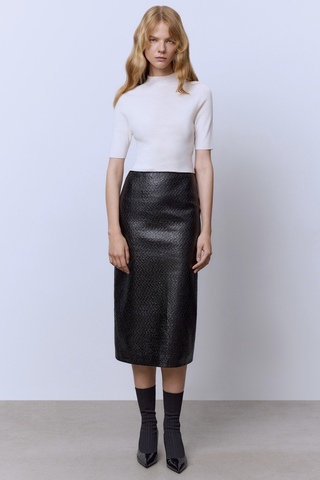 Юбка из лакового твида