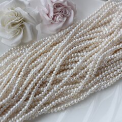 Жемчуг натуральный речной, круглый, 3-4 мм, 1 нить, Ж003