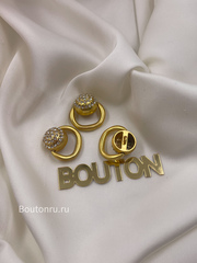 Пуговица Скиап. Золотистый пирсинг в стразах (с подвижной частью)