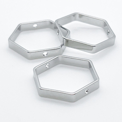 Коннектор-рамка Шестигранник, цвет серебро (родий), размер 18*20 мм, цена за 1 шт
