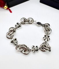 Браслет с лилиями из стали с посеребрением style by CHROME HEARTS