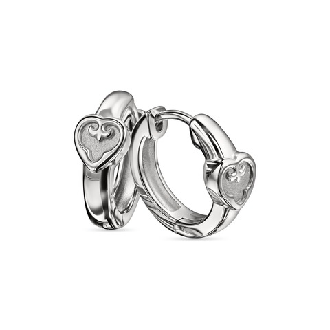 Серьги Конго Миниатюры Сердце Родий