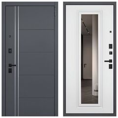 Купить Входная дверь Вегас бетон тёмный ПВХ белый матовый с зеркалом