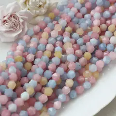Тонированный кварц, микс, граненые бусины, 9 мм, нить, К083