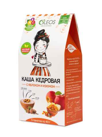 Каша кедровая с яблоком и изюмом Oleos