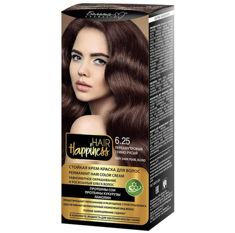 Hair Happiness Крем-краска для волос аммиачная №6.25 перламутровый темно-русый Белита-М