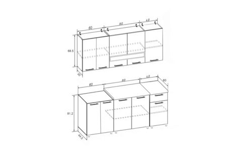 Кухня Рио 1.8 м бетон светлый / бетон темный