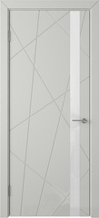 Межкомнатная дверь  VFD (ВФД)  Flitta (Флитта)  Cotton (эмаль светло-серая)  стекло White Gloss  26ДО02