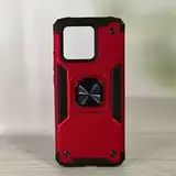 Противоударный чехол Strong Armour Case с кольцом для Poco C40 (Красный)