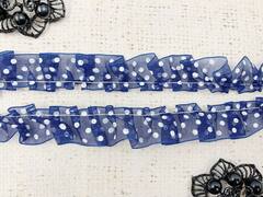 Тесьма текстиль капрон рюш, ш. 1,5 см., синий