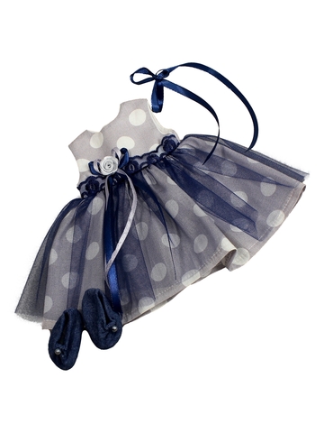 Платье с сеткой и балетками - Синий. Одежда для кукол, пупсов и мягких игрушек.