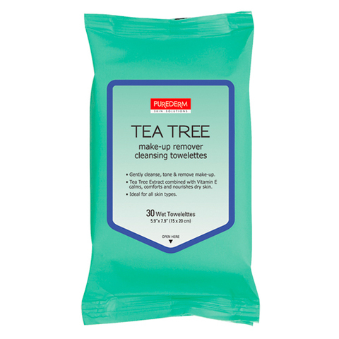 Cалфетки для снятия макияжа PureDerm TeaTree Make-up Remover Cleansing Towelettes (30 шт)