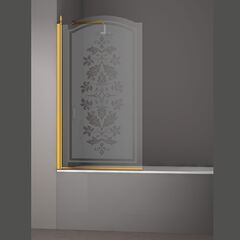 Шторка на ванну STURM Juwel Left 800x1500 стекла с декором. Золото LUX-JUWE08-LD1GL