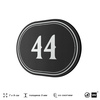 Номерок на дверь квартиры 44, для кабинета, офиса, шильдик 9 х 7 см, черный, Айдентика Технолоджи