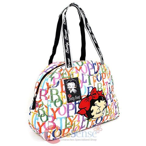 Betty Boop Quilted Diaper Bag Hand  with Pad - Rainbow Typo Whit