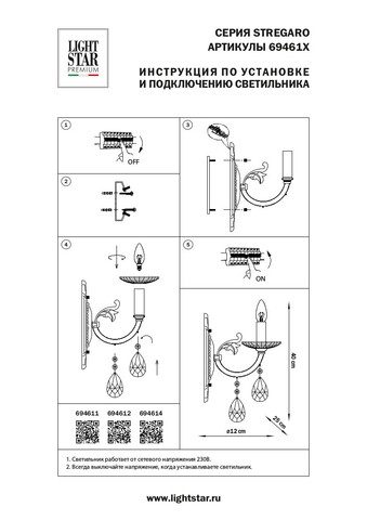 Настенный светильник Lightstar Ricerco Premium 694612