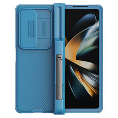 Чехол синего цвета с держателем для S Pen на Samsung Galaxy Z Fold 4 5G от Nillkin, серия CamShield Pro Case, с сдвижной крышкой для камеры