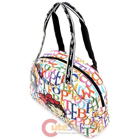 Betty Boop Quilted Diaper Bag Hand  with Pad - Rainbow Typo Whit