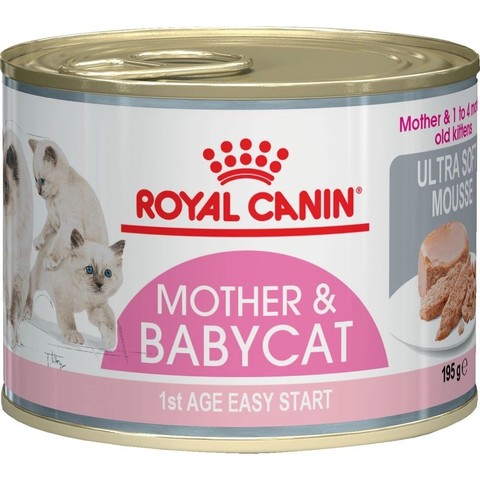Royal Canin Mother and Babycat консервы для беременных, кормящих кошек и котят (мусс) 195г