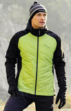 Премиальный костюм для лыж и зимнего бега Nordski Hybrid Hood Black/Lime