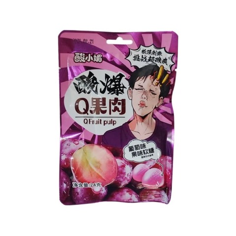 Мармелад Q FRUIT ACID вкус ВИНОГРАД в КИСЛОЙ ПУДРЕ 24 г