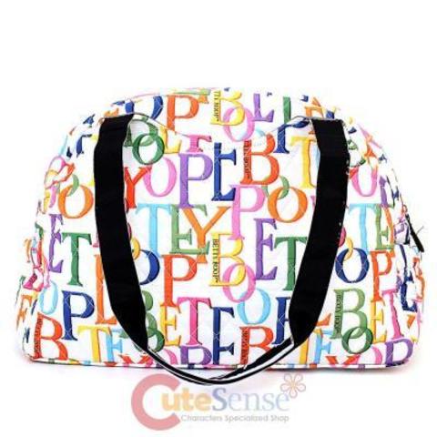 Betty Boop Quilted Diaper Bag Hand  with Pad - Rainbow Typo Whit