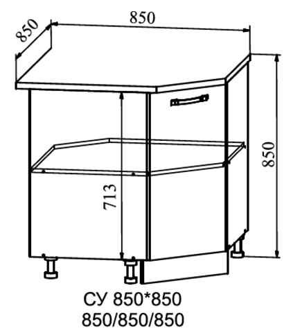 Кухня Тито шкаф нижний угловой 850*850