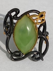Рибера-нефрит (кольцо из серебра)