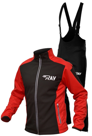 Утеплённый лыжный костюм RAY RACE WS Black-Red мужской с лямками и высокой спиной