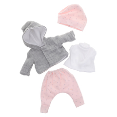 Munecas Antonio Juan Одежда для кукол и пупсов 30-35 см, серая куртка, кофта, ползунки, шапка (91033-10)