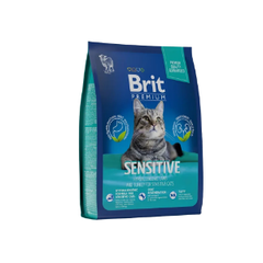 Сухой корм для кошек при чувствительном пищеварении Brit Premium Cat 2кг Sensitive ягненок и индейка