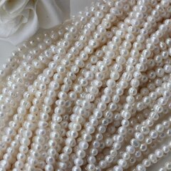 Жемчуг натуральный речной, круглый, 3-4 мм, 1 нить, Ж003