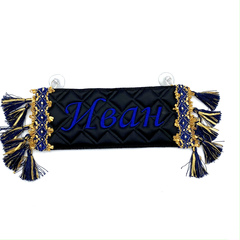 Карман Иван (черный с синей вышивкой, экокожа)