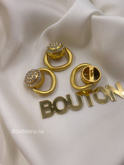 Пуговица Скиап. Золотистый пирсинг в стразах (с подвижной частью)