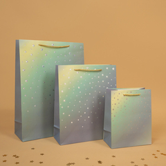 Пакет подарочный S вертикальный, Звездное сияние, Дизайн №2, Металлик, 18*23*10 см (Д*В*Ш), 1 шт.
