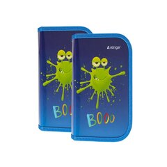 
          Пенал 1 отделение 1 откидная планка Alingar, лам. картон, молния, 200 х 130 х 20 мм, "Клякса", синий (зеленая клякса монстрик)