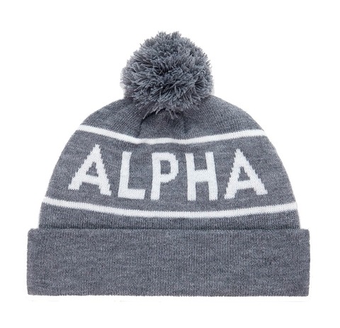 Шапка Alpha Industries Essential Pom Beanie Medium Charcoal Heather (Серая)