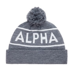 Шапка Alpha Industries Essential Pom Beanie Medium Charcoal Heather (Серая)