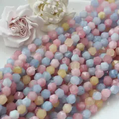 Тонированный кварц, микс, граненые бусины, 9 мм, нить, К083