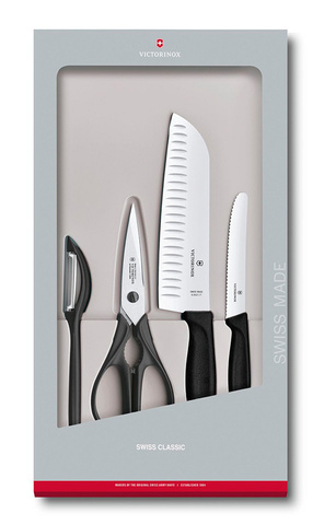 Набор ножей кухонных Victorinox Swiss Classic Kitchen (6.7133.4G) компл.:4шт черный подар.коробка