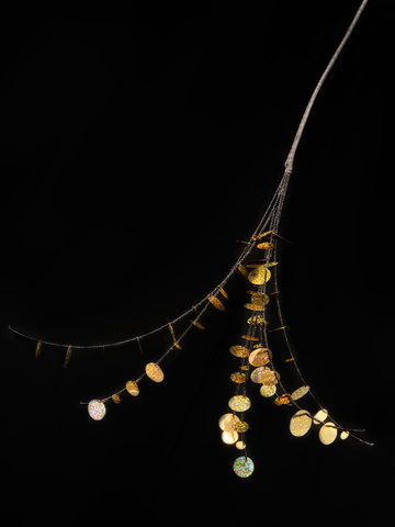 Веточка из бисера и пайеток 28х81см ChristmasDeLuxe черная с золотом